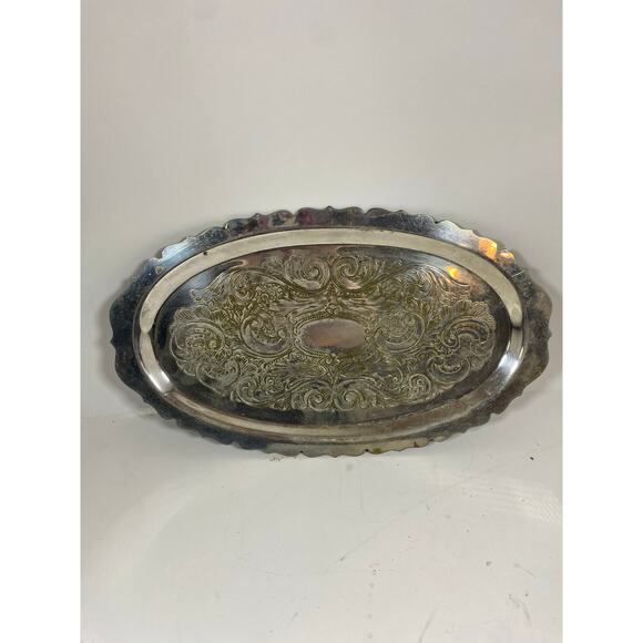 Vintage Sheridan Silver Co. Ornate Silverplate Oval Vanity Tray 9 3/4x 6 - Picture 1 of 5